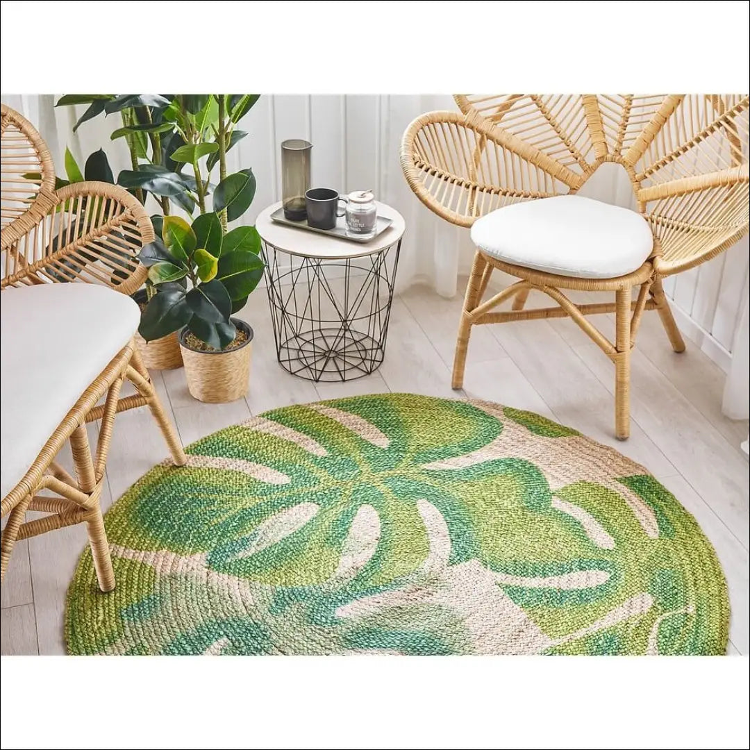 Kilimas RU1526 - €78 Save 50% 50-100, __label:Pristatymas 1-2 d.d., apvalus, color-zalia, kilimai 140 cm skersmuo