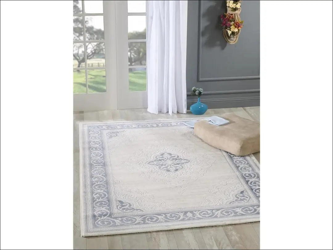 Kilimas RU233 - €67 Save 55% 50-100, __label:Pristatymas 1-2 d.d., color-kremas, color-melyna, color-sidabrine Kilimai