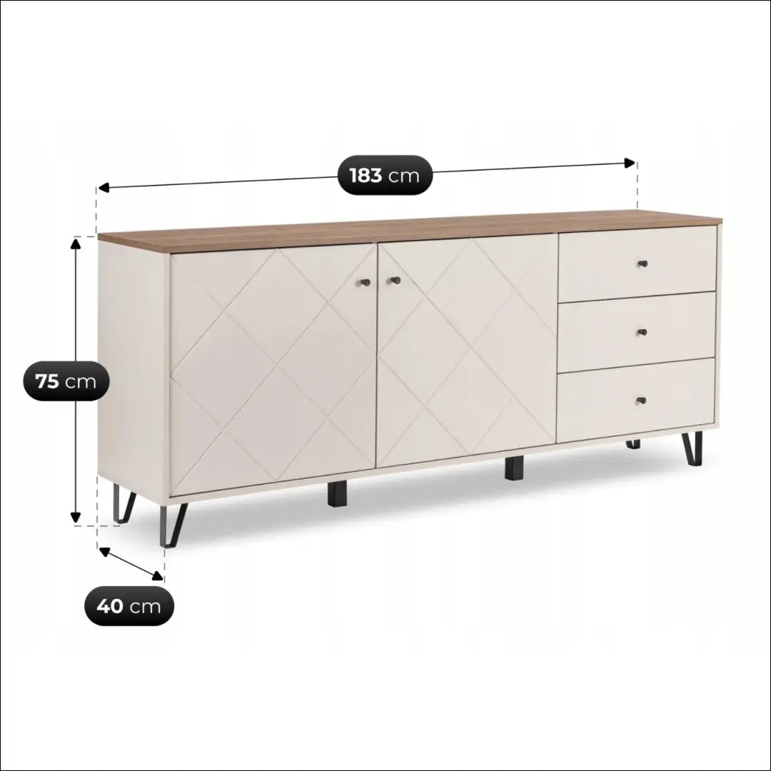 Komoda 183 cm kašmyro/Castello ąžuolo spalvos TE2534 - €286.94 Save 15% __label:Pristatymas 5-14 d.d., Newelite