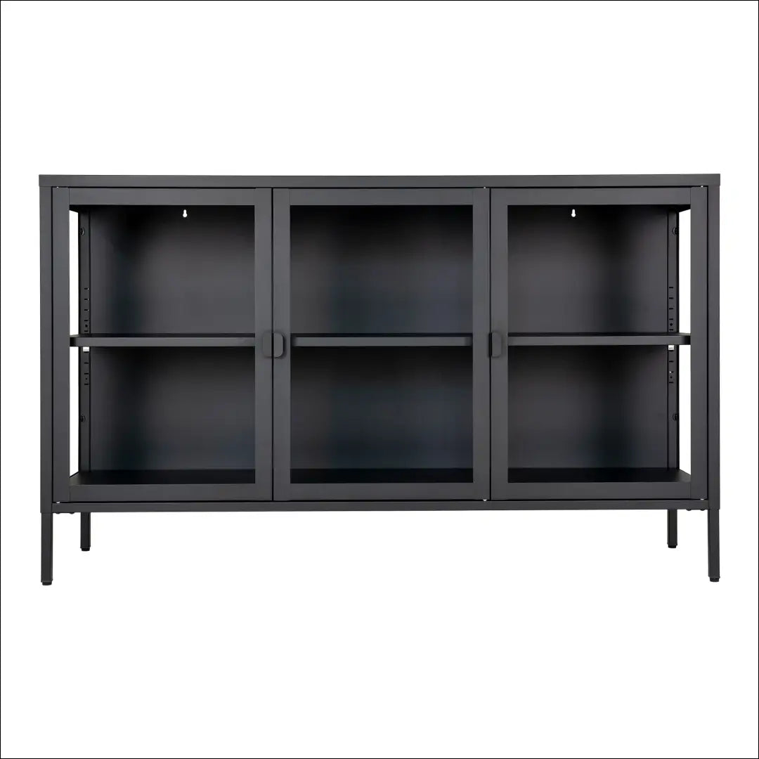 Komoda 3 stiklinės durelėmis plienas juoda 140x40x85 cm RD487 - €479 Save 15% __label:Pristatymas 5-14 d.d., Juoda,