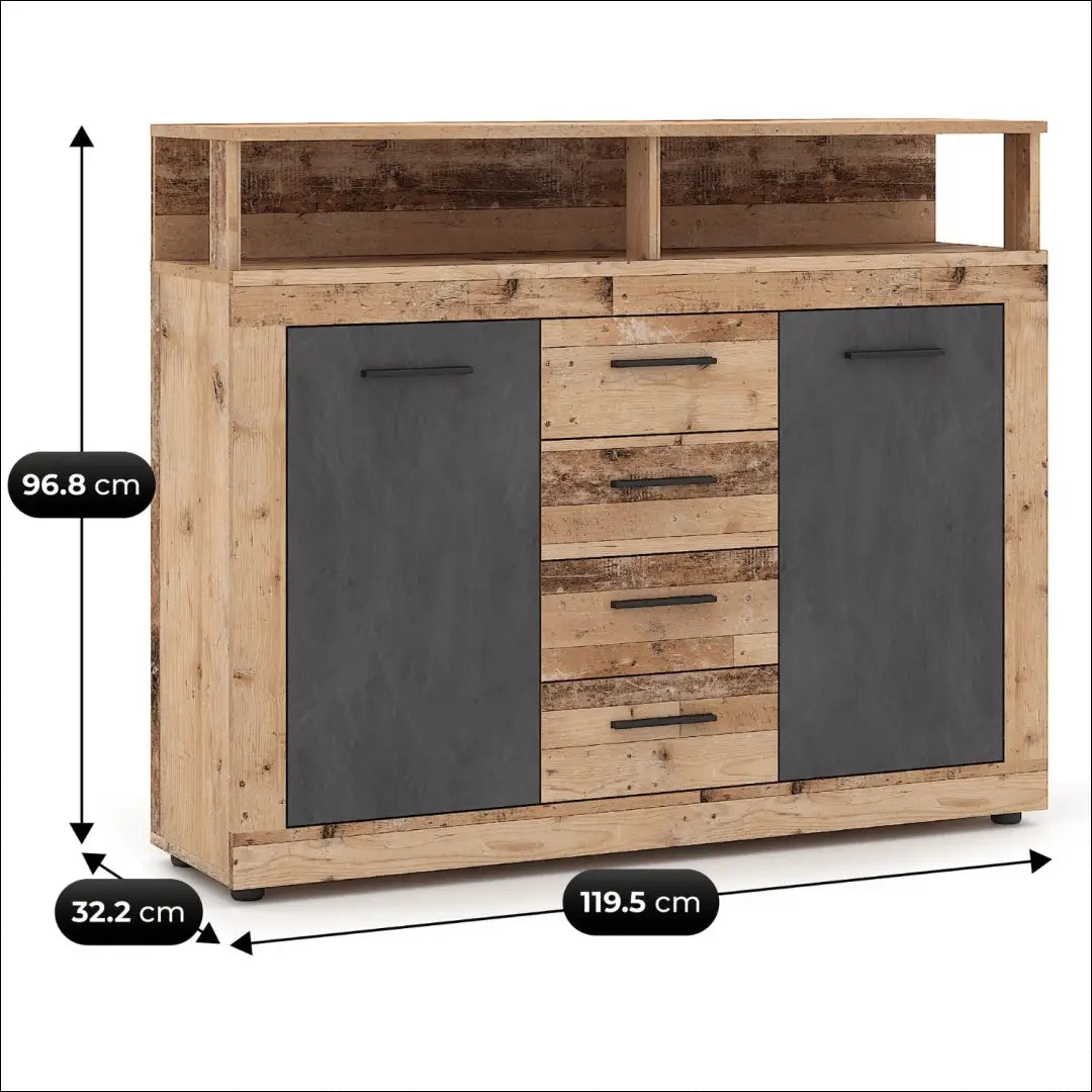 Komoda ąžuolo spalvos / grafito 119,5 cm TE1189 - €145 Save 15% 100-200, __label:Pristatymas 5-14 d.d., elite, Komody,