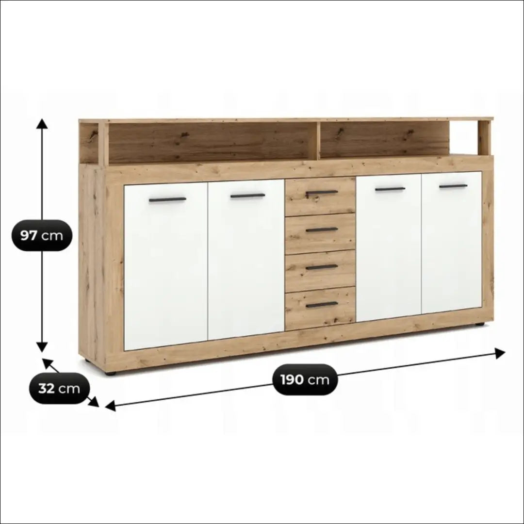 Komoda baltos spalvos / ąžuolo 190 cm TE1195 - €243 Save 15% __label:Pristatymas 5-14 d.d., elite, Komody, over-200,