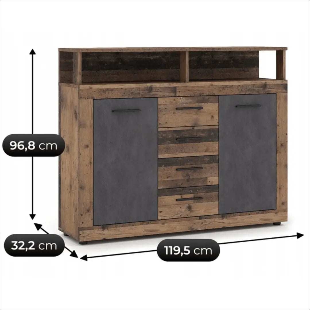 Komoda juodos spalvos / ąžuolo 119,5 cm TE1161 - €145 Save 15% 100-200, __label:Pristatymas 5-14 d.d., elite, Komody,