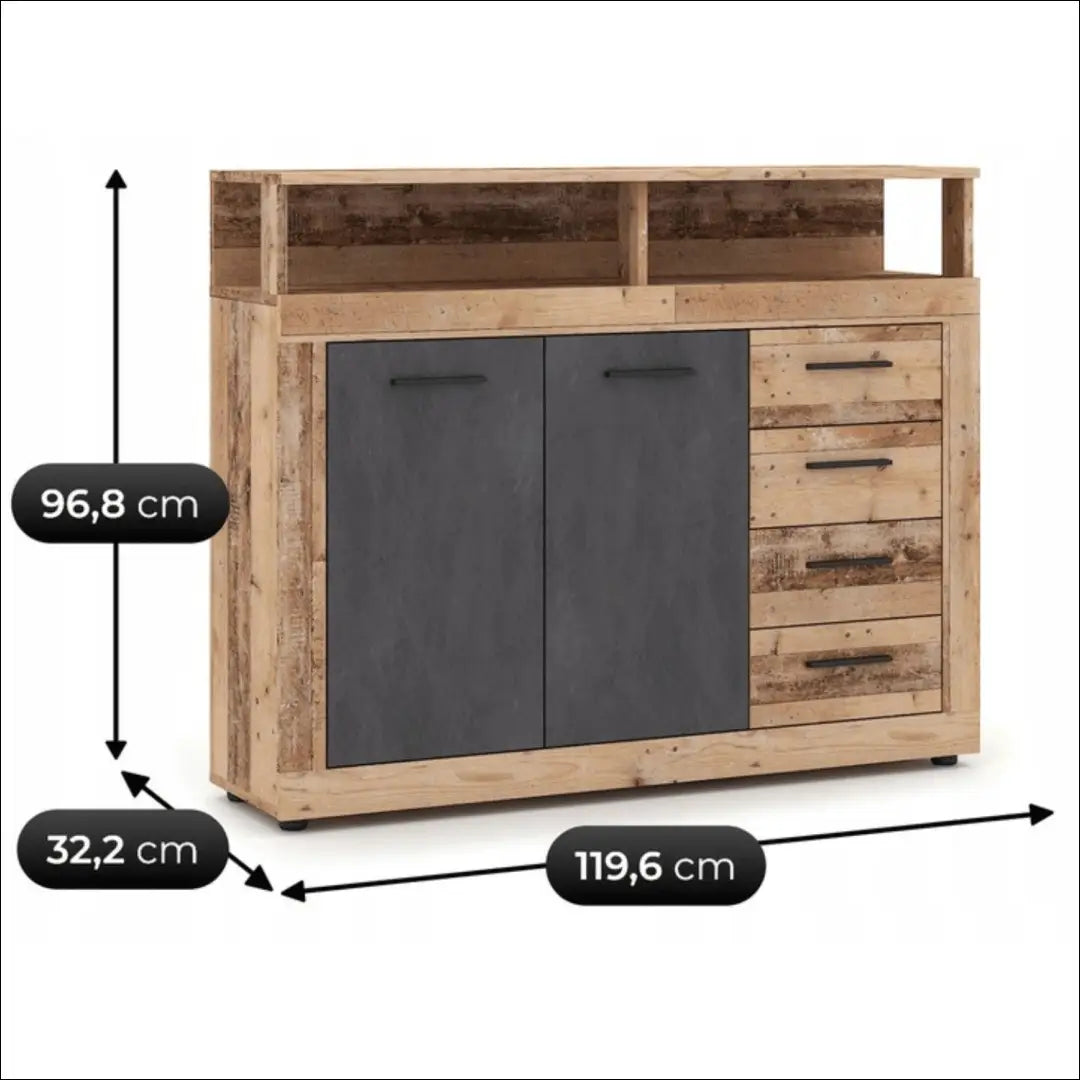 Komoda juodos spalvos / ąžuolo 119,6 cm TE1162 - €145 Save 15% 100-200, __label:Pristatymas 5-14 d.d., elite, Komody,