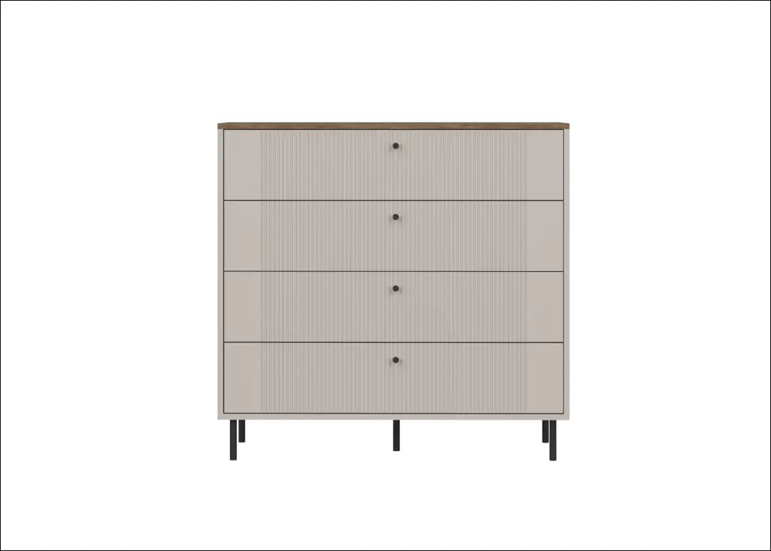 Komoda kašmyro spalvos su 4 stalčiais KM001 - €240 Save 20% __label:Pristatymas 5-14 d.d., material-kasmyras, over-200,
