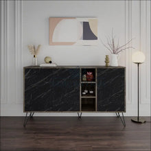 Įkelti vaizdą į galerijos rodinį, Komoda SI1129 - €369 Save 55% color-juoda, color-ruda, komodos, material-mediena, material-metalas Juoda | Namų
