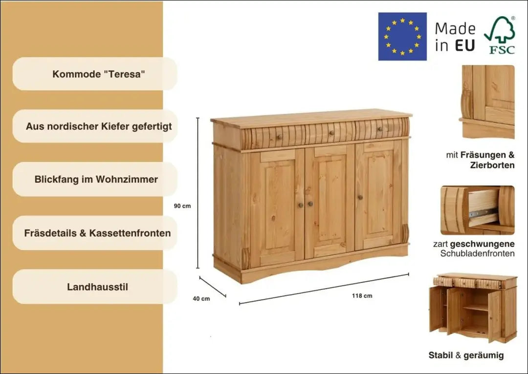 Komoda SI2034 - €240 Save 50% __label:Pristatymas 1-2 d.d., biuro-baldai, color-ruda, komodos, material-medzio-masyvas