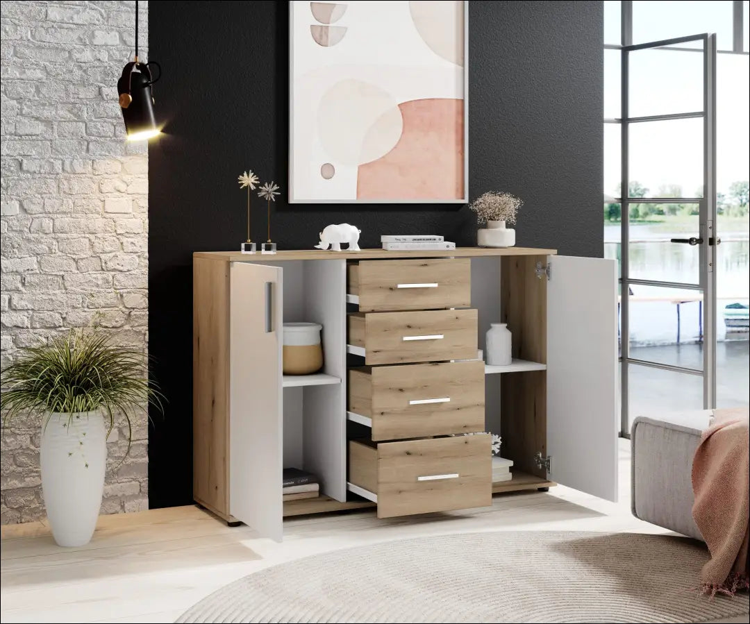 Komoda SI2049 - €84 Save 50% 50-100, __label:Pristatymas 1-2 d.d., color-balta, color-ruda, komodos €50 to €100