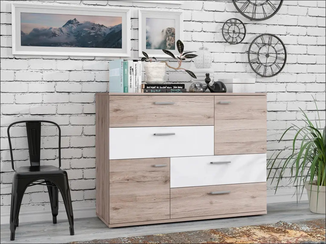 Komoda SI2111 - €119 Save 50% 100-200, __label:Pristatymas 1-2 d.d., biuro-baldai, color-balta, color-ruda €100 to €200