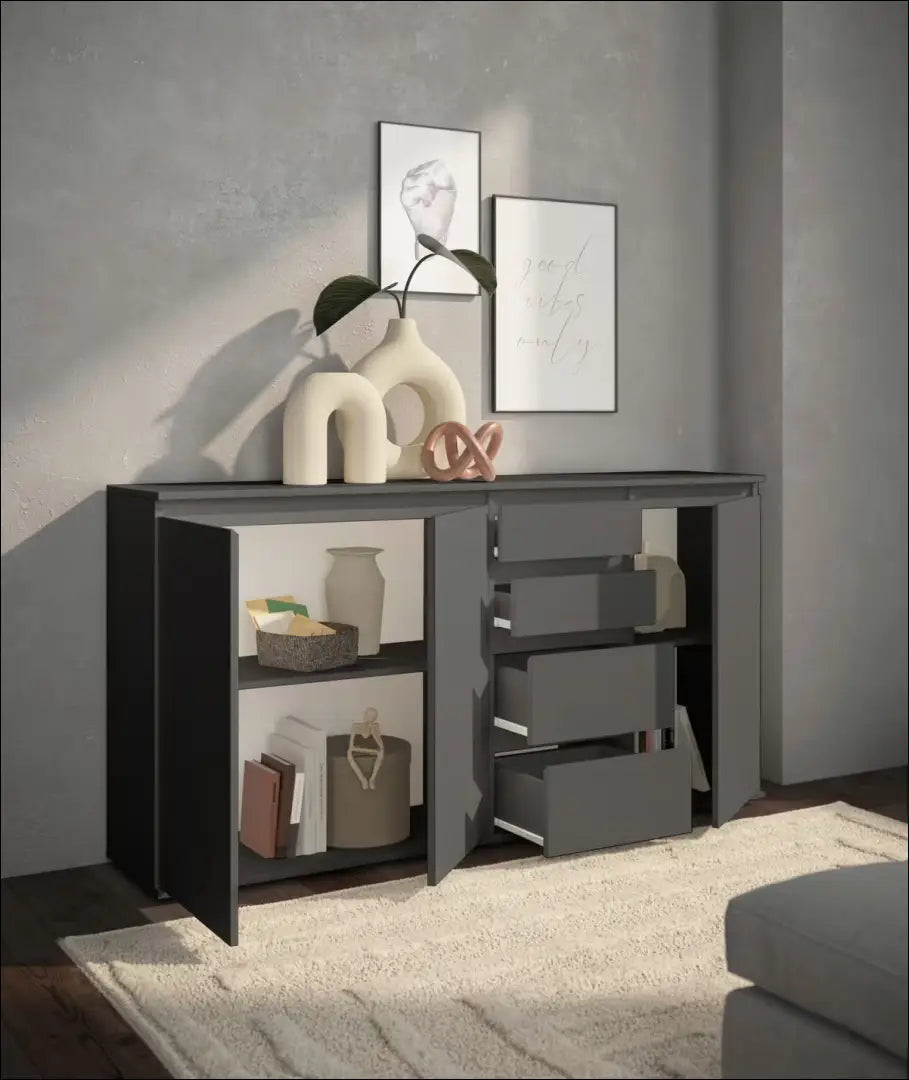 Komoda SI2177 - €130 Save 60% 100-200, __label:Pristatymas 1-2 d.d., color-pilka, material-mediena, pazeistas €100