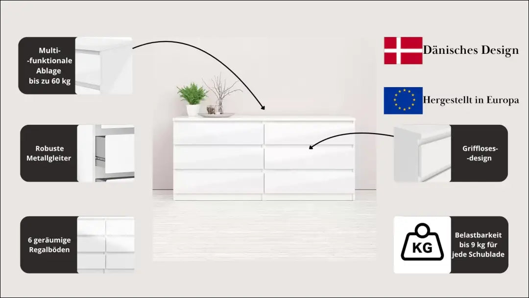 Komoda SI22270 - €145 Save 65% 100-200, __label:Pristatymas 1-2 d.d., color-balta, material-mediena, pazeistas Balta