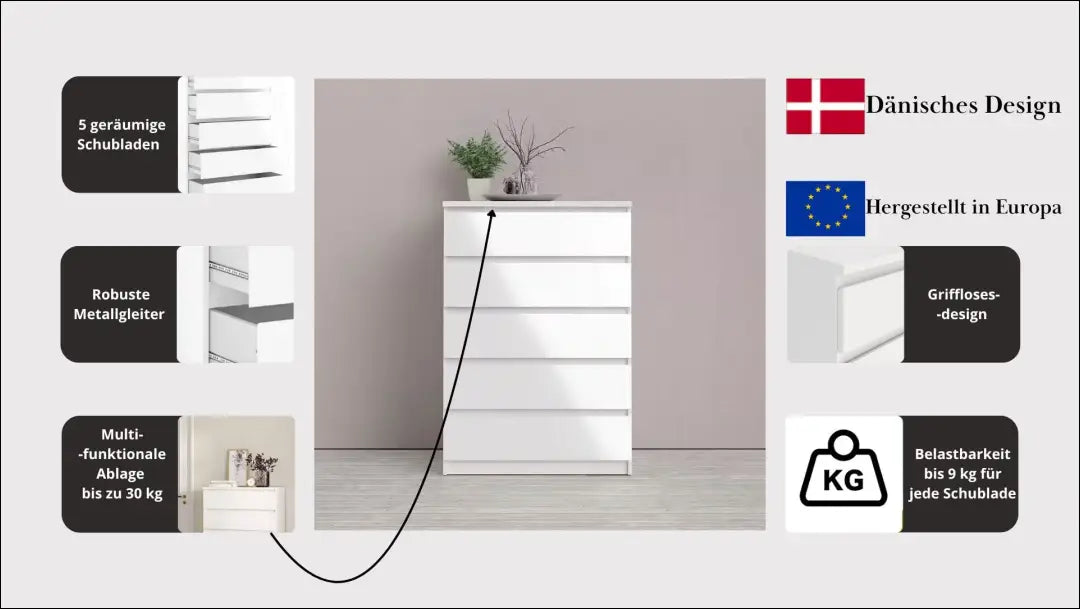 Komoda SI2279 - €155 Save 55% 100-200, __label:Pristatymas 1-2 d.d., color-balta, material-mediena, pazeistas €100