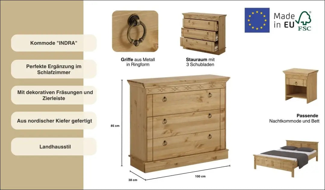 Komoda SI2343 - €170 Save 50% 100-200, __label:Pristatymas 1-2 d.d., color-ruda, komodos, material-medzio-masyvas €100