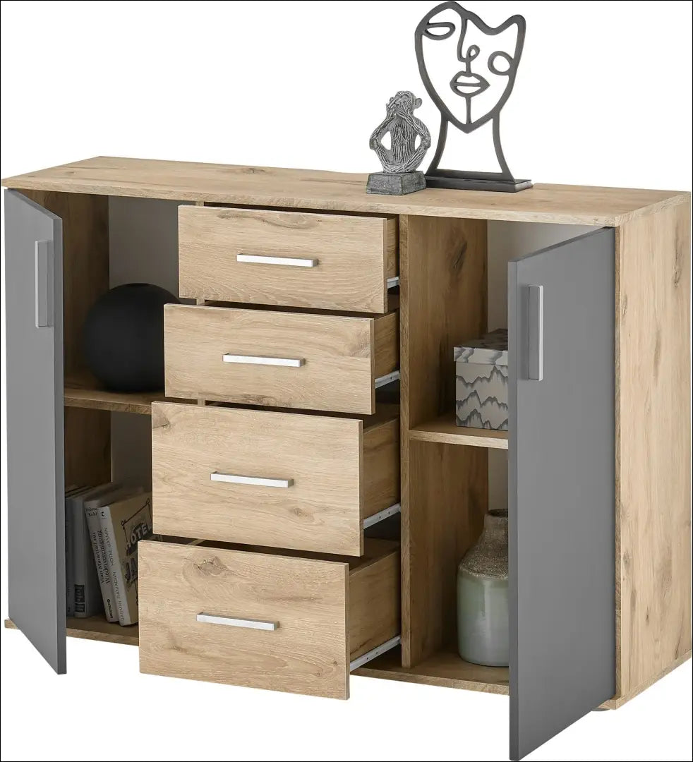 Komoda SI2385 - €120 Save 50% 100-200, __label:Pristatymas 1-2 d.d., color-pilka, color-ruda, komodos miegamojo