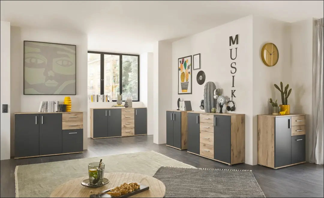 Komoda SI2385 - €120 Save 50% 100-200, __label:Pristatymas 1-2 d.d., color-pilka, color-ruda, komodos miegamojo
