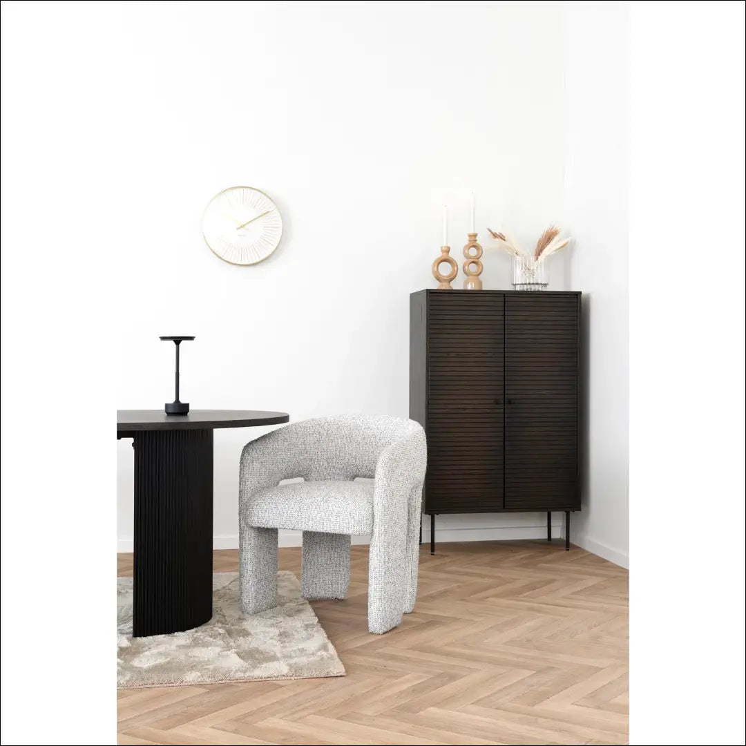 Komoda su 2 durelėmis ąžuolo fanera dūminės spalvos juodo metalo kojelės 80x40x130 cm RD507 - €486 Save 15%