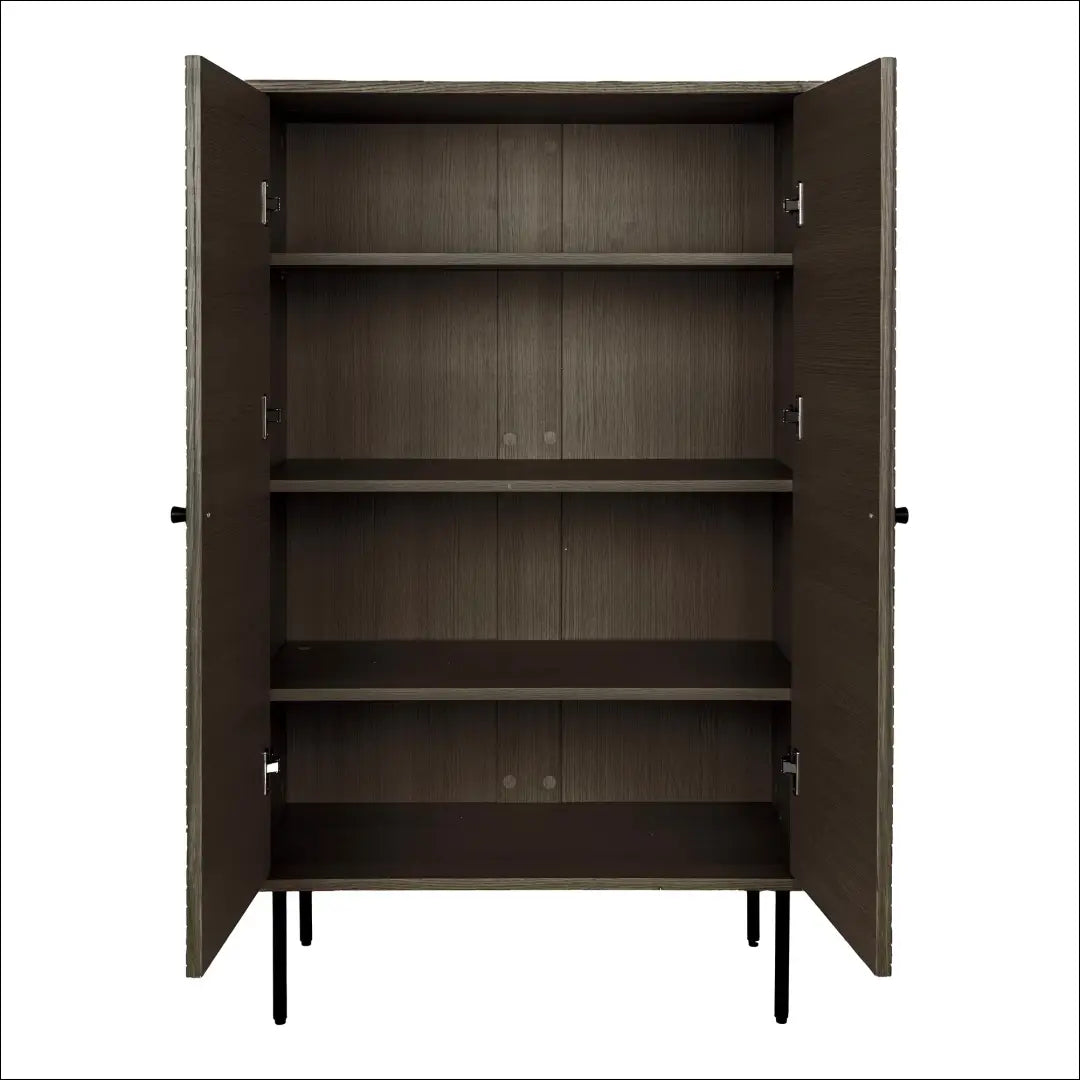 Komoda su 2 durelėmis ąžuolo fanera dūminės spalvos juodo metalo kojelės 80x40x130 cm RD507 - €486 Save 15%