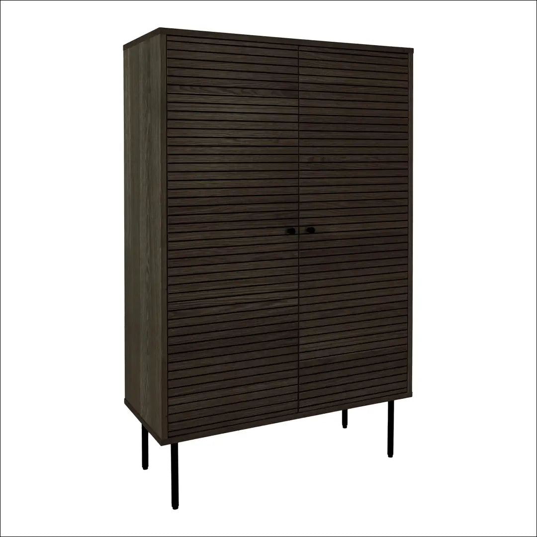 Komoda su 2 durelėmis ąžuolo fanera dūminės spalvos juodo metalo kojelės 80x40x130 cm RD507 - €486 Save 15%