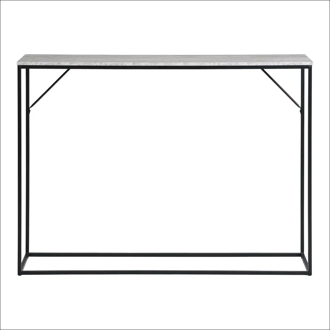 Konsolinis staliukas 1 lentyna travertino imitacija juodas rėmas 110x26x80 cm RD463 - €82 Save 15% 50-100, Console