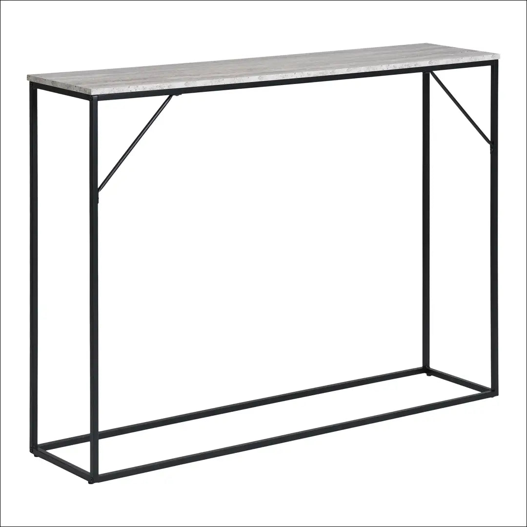 Konsolinis staliukas 1 lentyna travertino imitacija juodas rėmas 110x26x80 cm RD463 - €82 Save 15% 50-100,