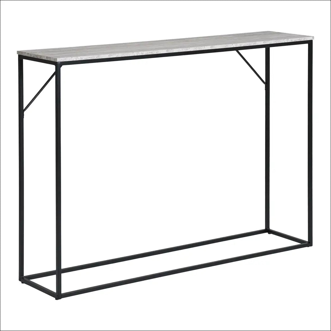Konsolinis staliukas 1 lentyna travertino imitacija juodas rėmas 110x26x80 cm RD463 - €82 Save 15% 50-100, Console