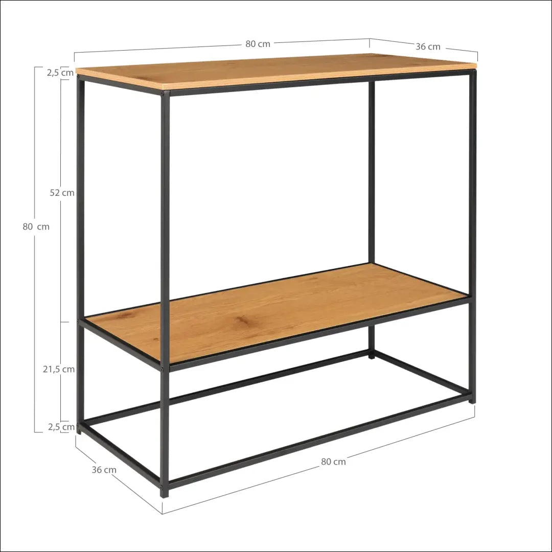 Konsolinis staliukas 2 lentynos ąžuolo imitacija juodas rėmas 80x36x80 cm RD457 - €82 Save 15% 50-100,
