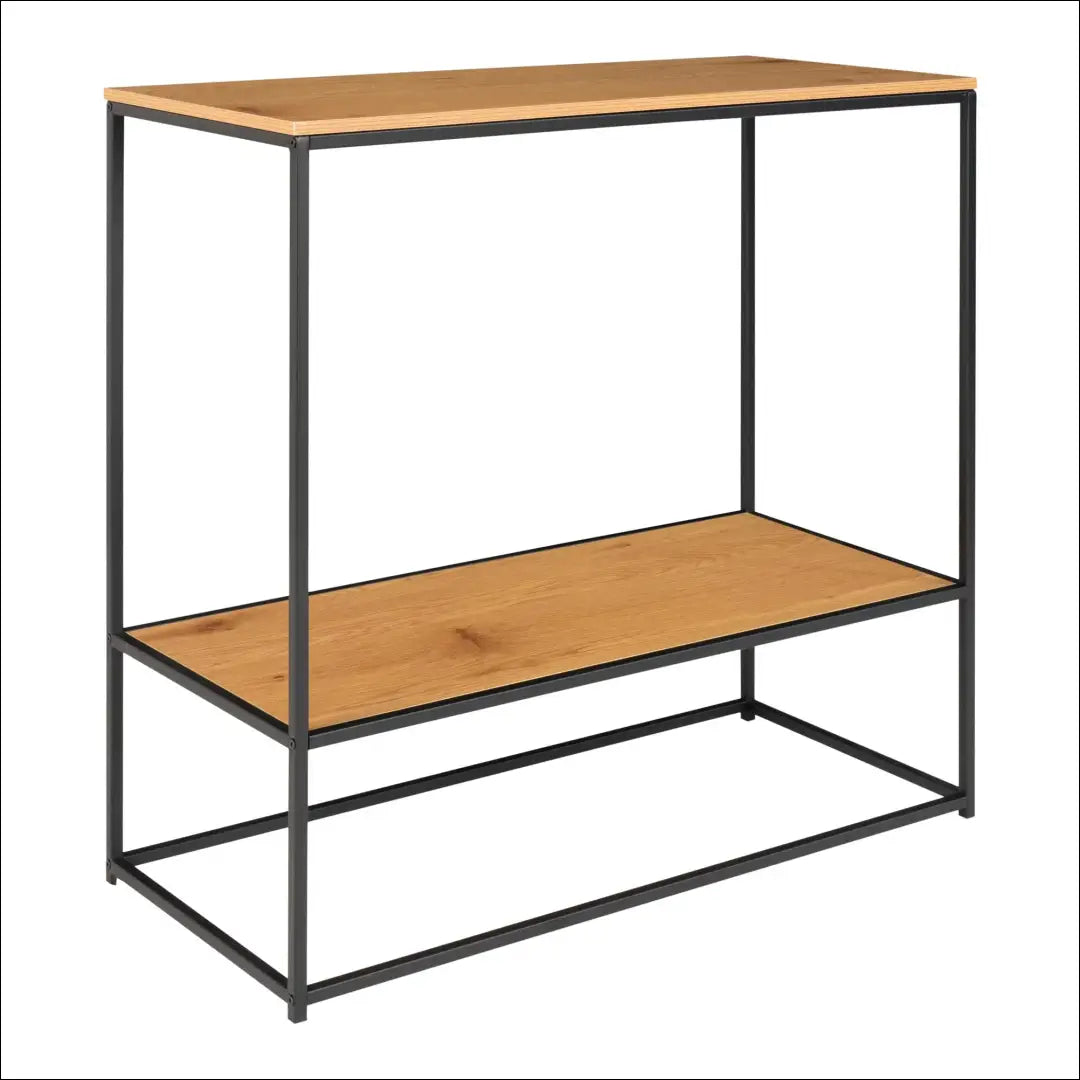 Konsolinis staliukas 2 lentynos ąžuolo imitacija juodas rėmas 80x36x80 cm RD457 - €82 Save 15% 50-100, Console tables,