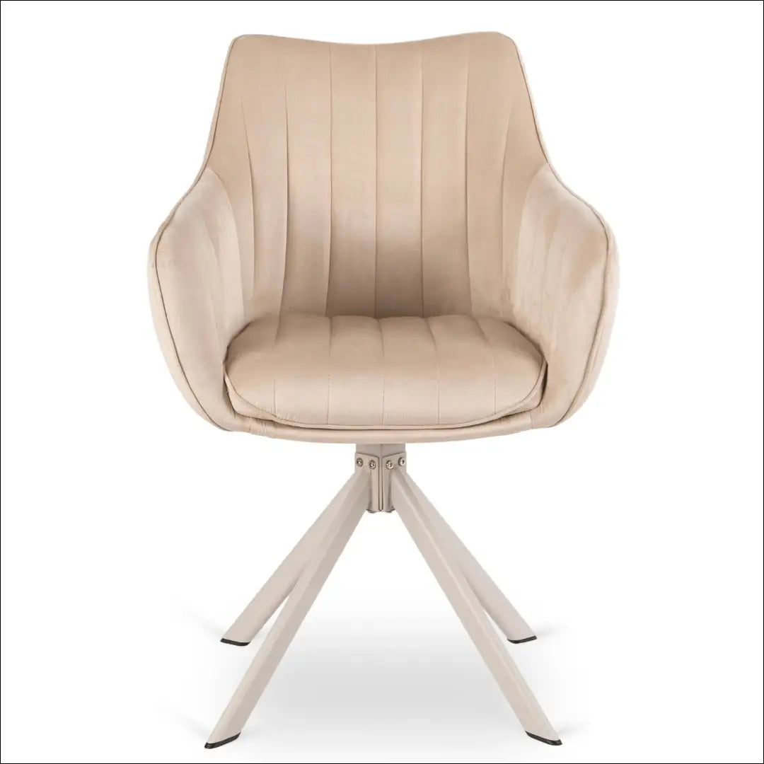 Kreminės/kašmyro spalvos aksominė besisukanti kėdė TE2569 - €98.87 Save 15% __label:Pristatymas 5-14 d.d., Newelite