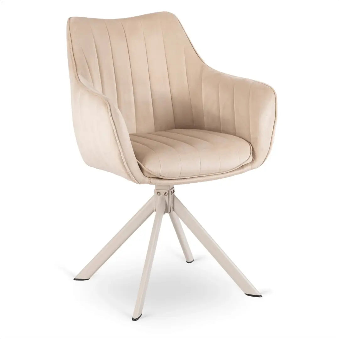 Kreminės/kašmyro spalvos aksominė besisukanti kėdė TE2569 - €98.87 Save 15% __label:Pristatymas 5-14 d.d., Newelite