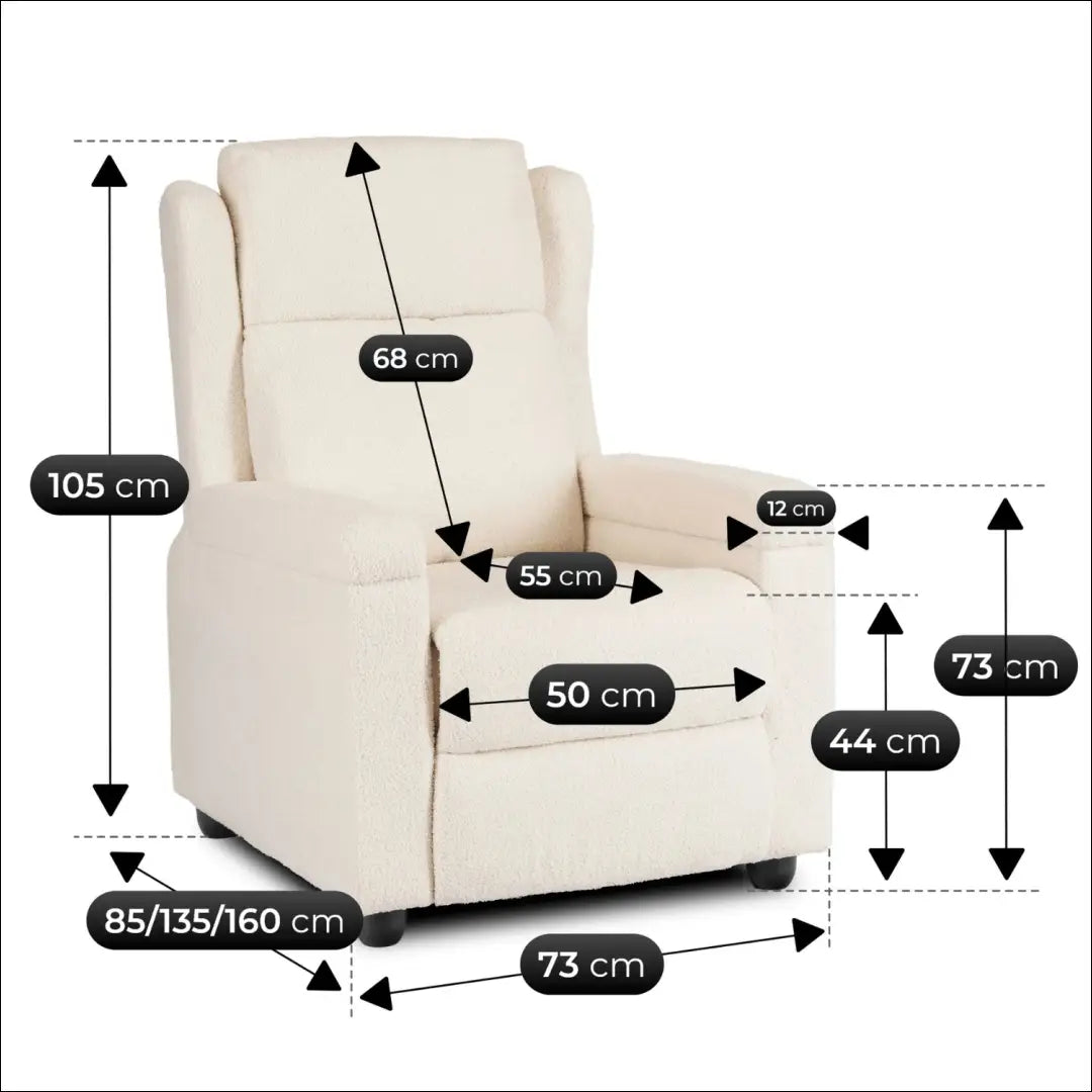 Kreminės spalvos „Boucle“ atlošiamas fotelis TE2601 - €207 Save 15% __label:Pristatymas 5-14 d.d., Newelite Naujausi