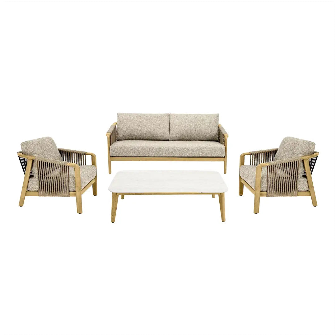 Lauko baldų komplektas aliuminis pilkšvai pilkos / medžio imitacijos su pagalvėlėmis RD1122 - €1,977 Save 15%