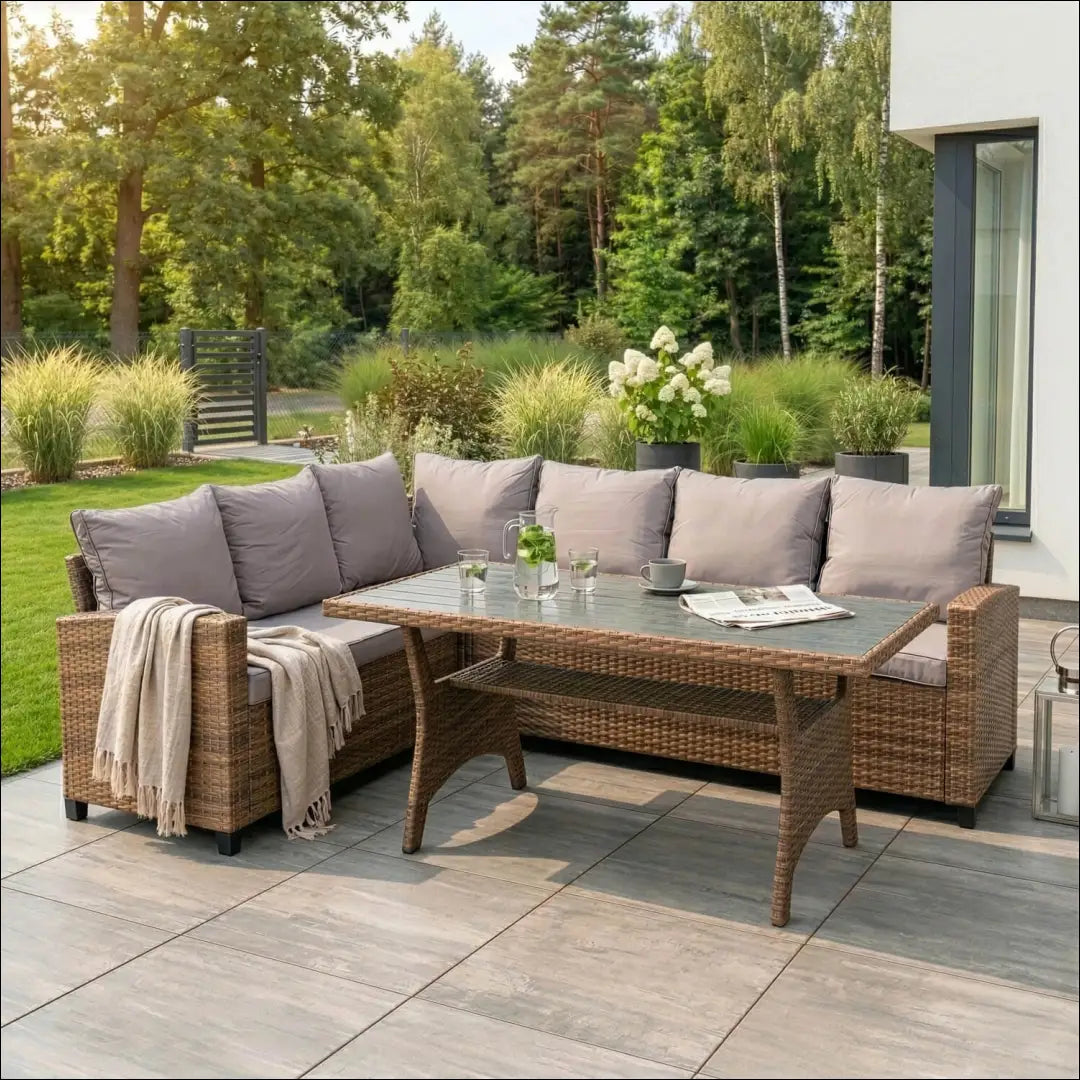 Lauko baldų komplektas pilkos spalvos / rudos TE1184 - €676 Save 15% __label:Pristatymas 5-14 d.d., elite, Meble