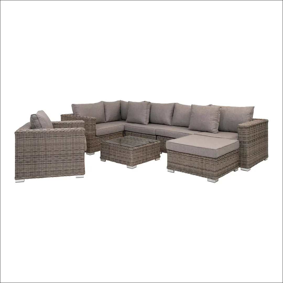 Lauko baldų komplektas poliratanas pilka su pagalvėlėmis RD1118 - €2,437 Save 15% __label:Pristatymas 5-14 d.d., Kubu