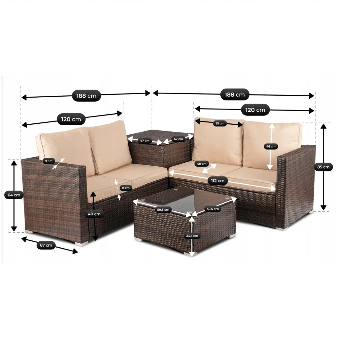 Lauko baldų komplektas smėlio spalvos / rudos TE1212 - €469 Save 15% __label:Pristatymas 5-14 d.d., elite, Meble