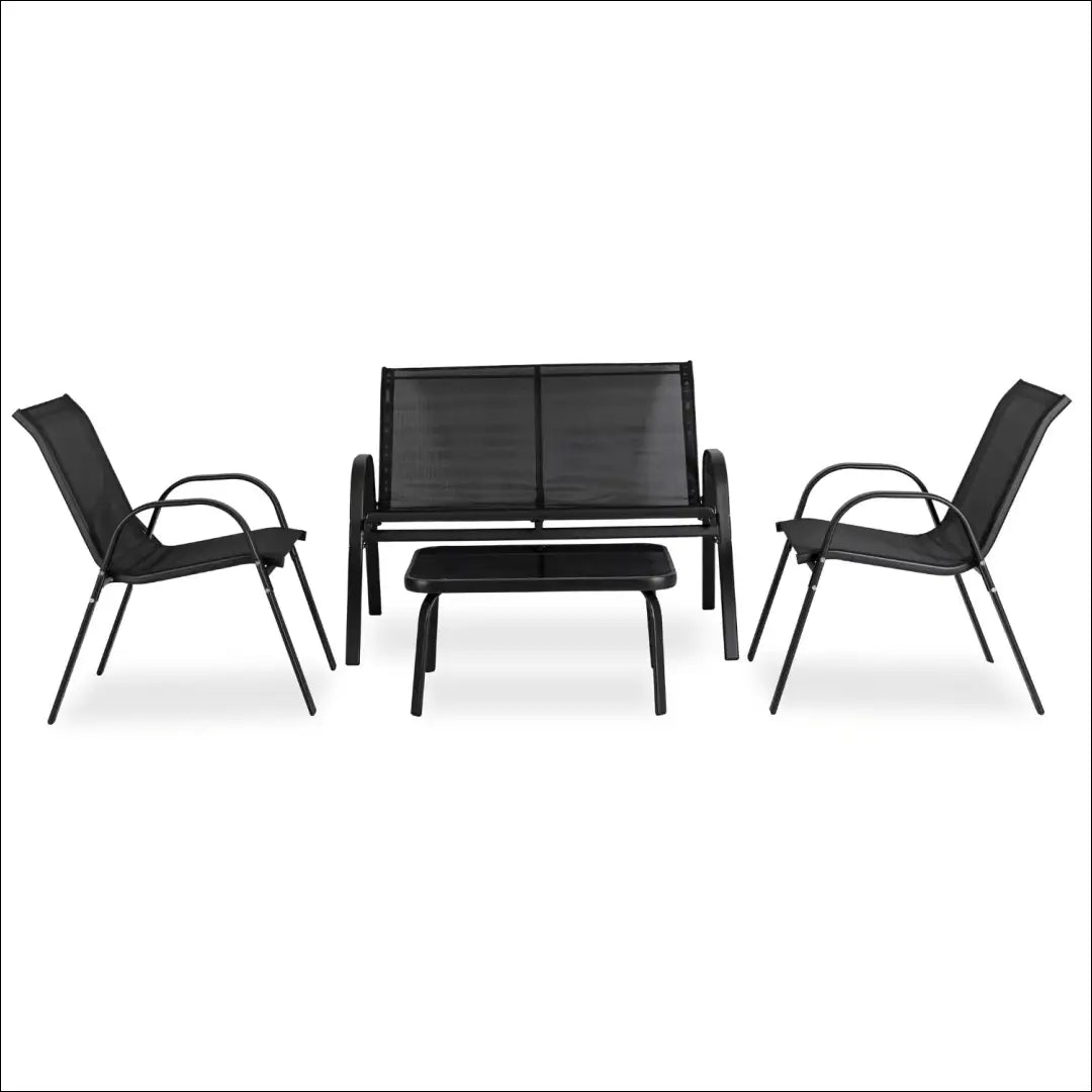Lauko baldų komplektas su tinklelio atlošu juodos spalvos TE545 - €124 Save 15% 100-200, __label:Pristatymas 5-14 d.d.,