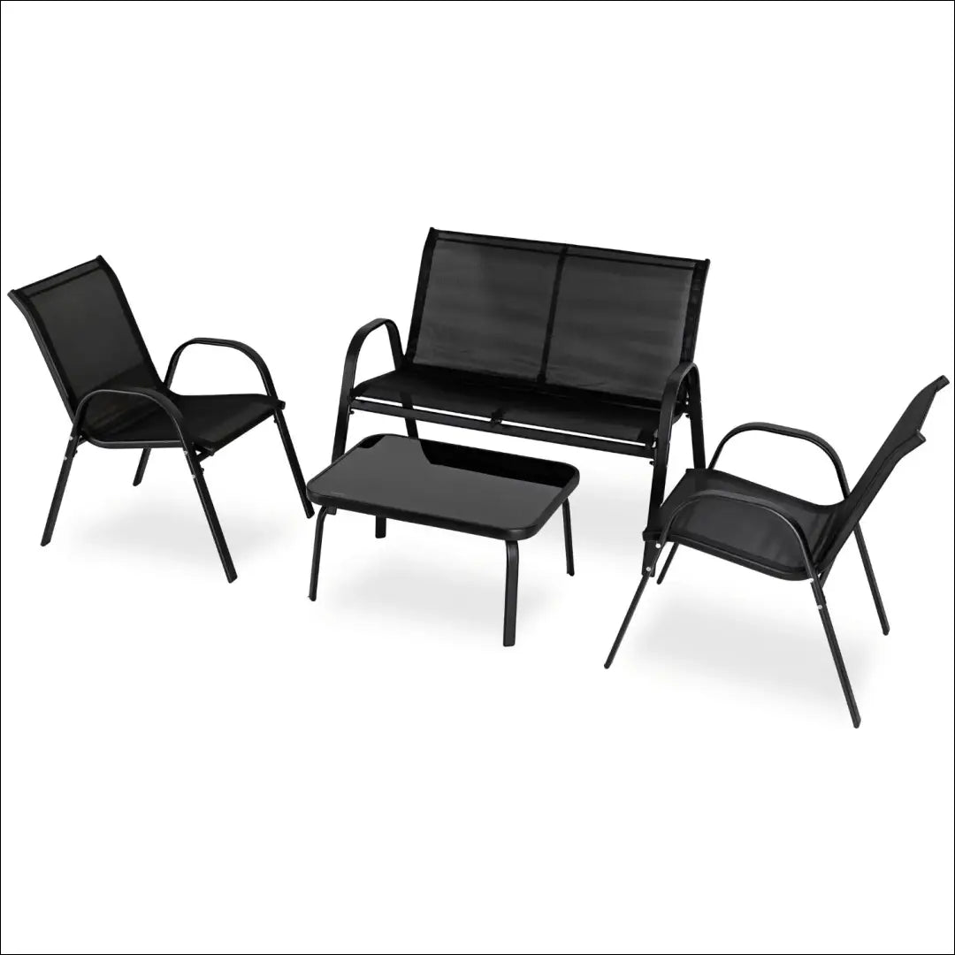 Lauko baldų komplektas su tinklelio atlošu juodos spalvos TE545 - €124 Save 15% 100-200, __label:Pristatymas 5-14 d.d.,