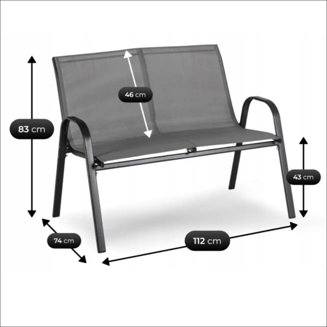 Lauko baldų komplektas su tinklelio atlošu pilkos spalvos / juodos TE1218 - €124 Save 15% 100-200, __label:Pristatymas