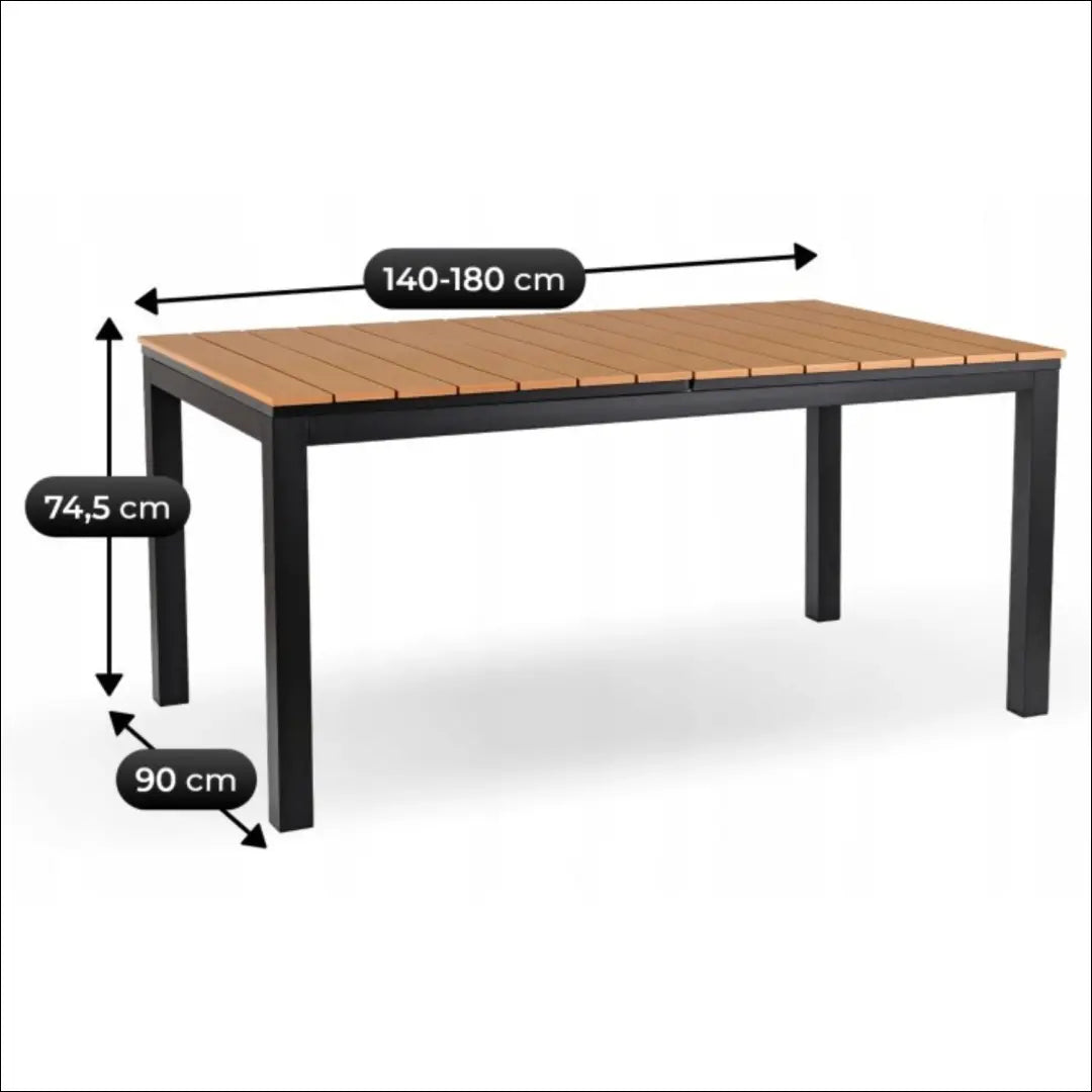 Lauko stalas iš kompozito juodos spalvos / ąžuolo 140-180 cm TE1173 - €334 Save 15% __label:Pristatymas 5-14 d.d.,
