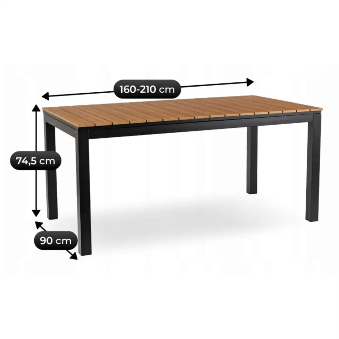 Lauko stalas iš kompozito juodos spalvos / ąžuolo 160-210 cm TE1174 - €358 Save 15% __label:Pristatymas 5-14 d.d.,