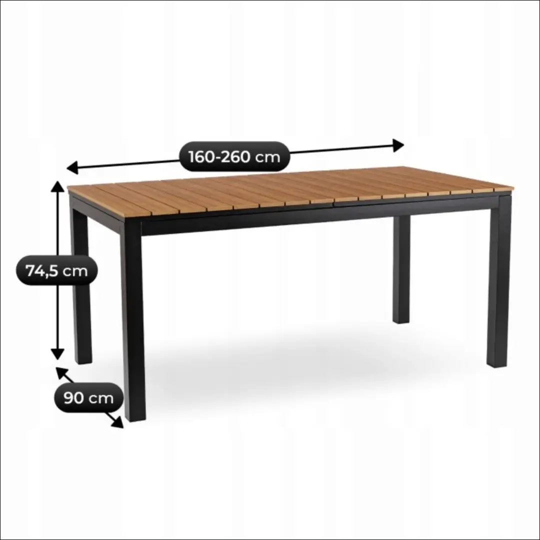 Lauko stalas iš kompozito juodos spalvos / ąžuolo 160-260 cm TE1175 - €393 Save 15% __label:Pristatymas 5-14 d.d.,