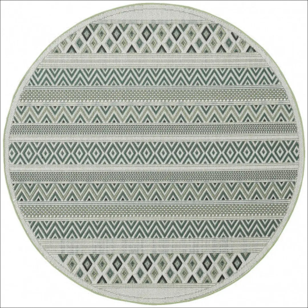 Lauko/terasos kilimas RU1547 - €80 Save 50% 50-100, __label:Pristatymas 1-2 d.d., apvalus, color-kremas, color-zalia