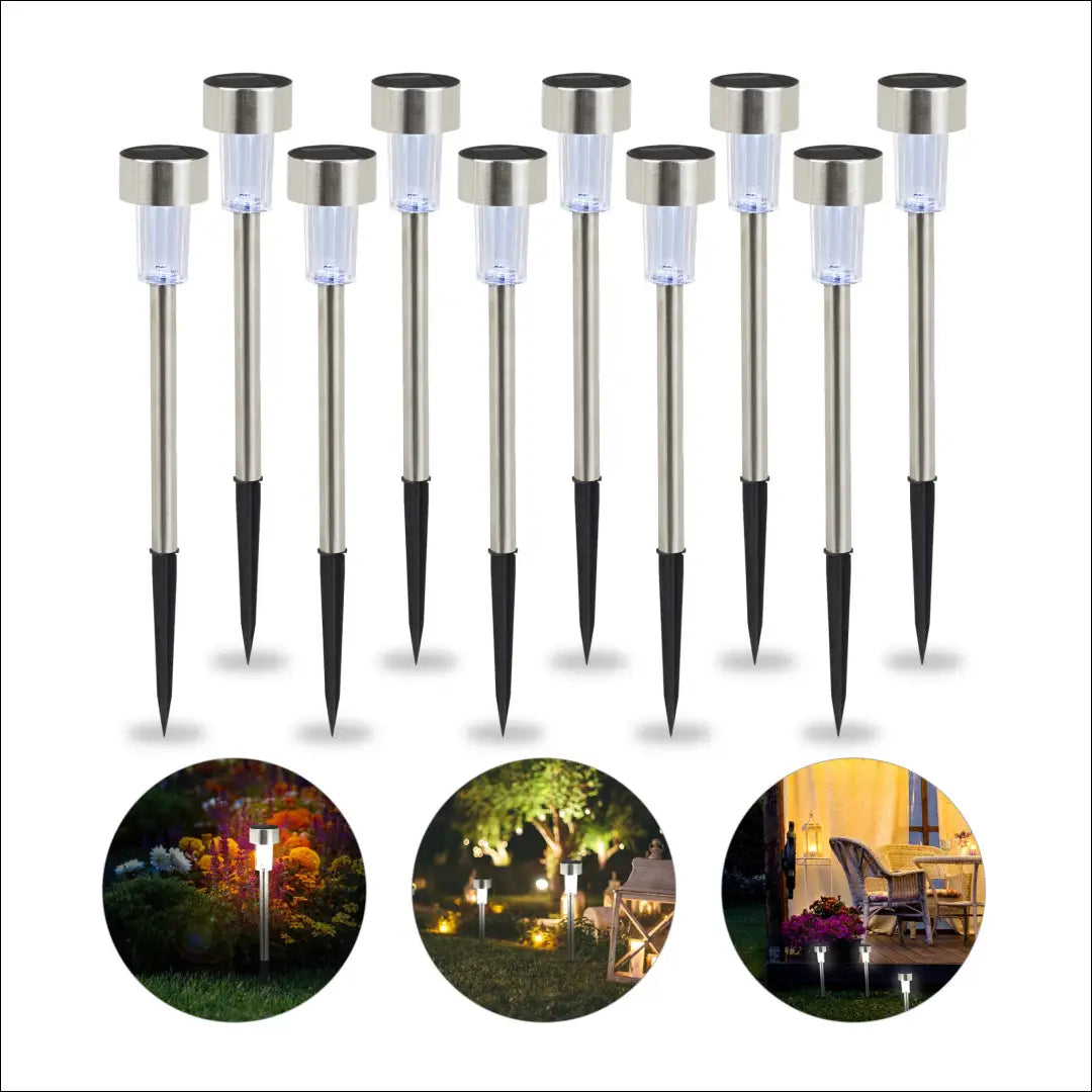 LED saulės baterijų šviestuvų komplektas (10vnt) DI9318 - €22 Save 50% __label:Pristatymas 1-2 d.d., color-sidabrine,