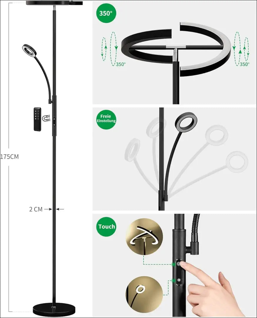 LED toršeras DI10869 - €115 Save 50% 100-200, __label:Pristatymas 1-2 d.d., color-juoda, interjeras, material-metalas