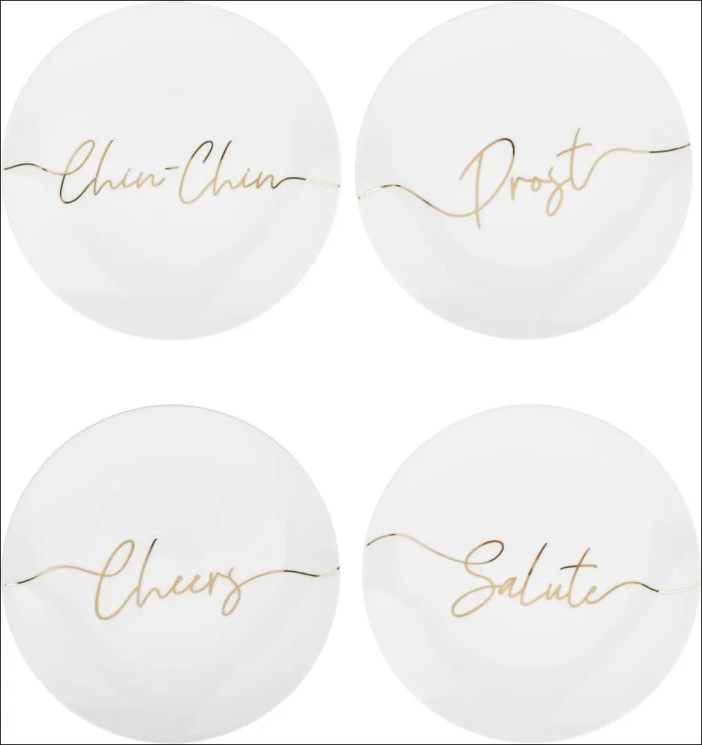 Lėkščių komplektas (4vnt) DI3816 - €12 Save 70% __label:Pristatymas 1-2 d.d., color-auksine, color-balta, indai,