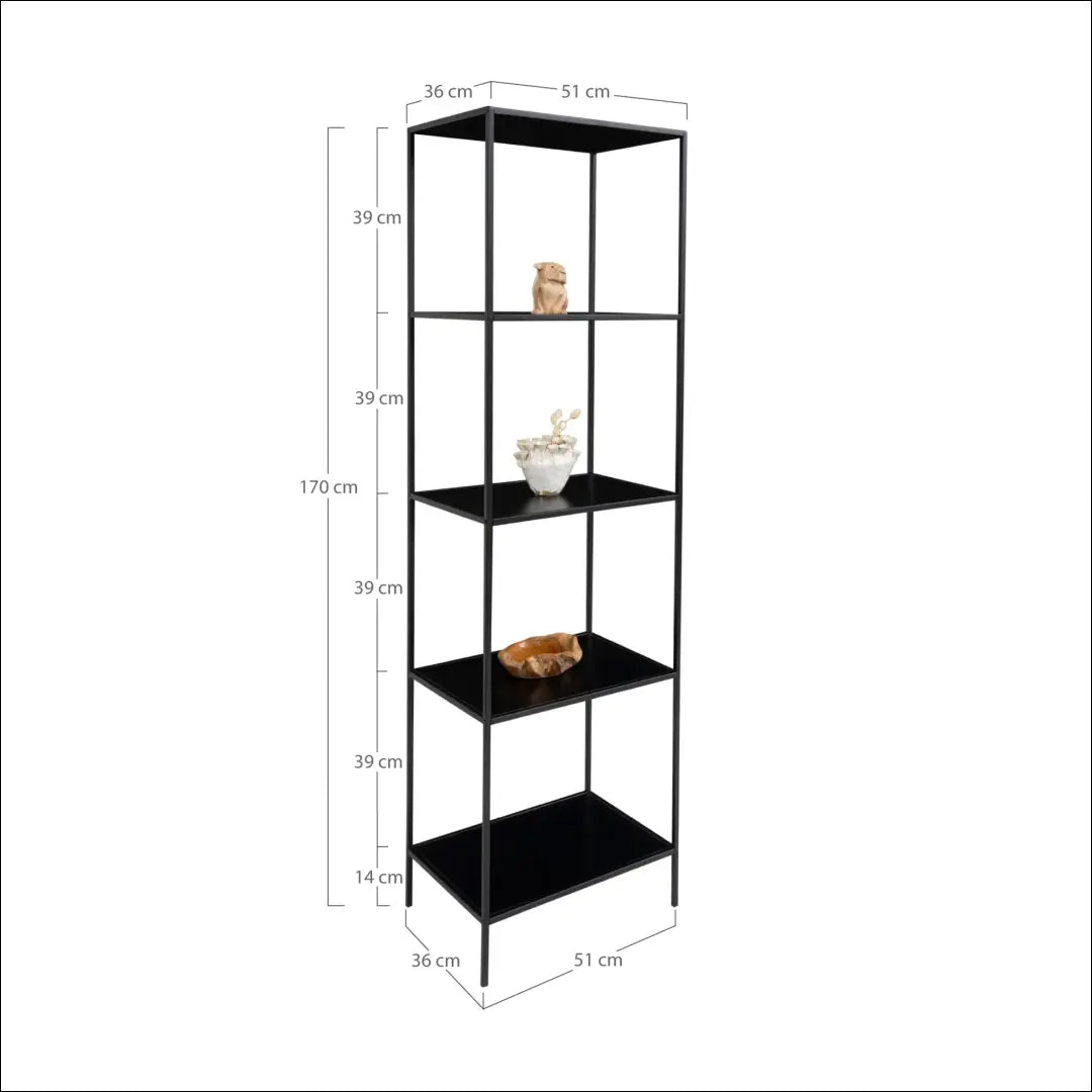 Lentyna 5 lentynos juoda juodas rėmas 51x36x170 cm RD493 - €119 Save 15% 100-200, __label:Pristatymas 5-14 d.d.,