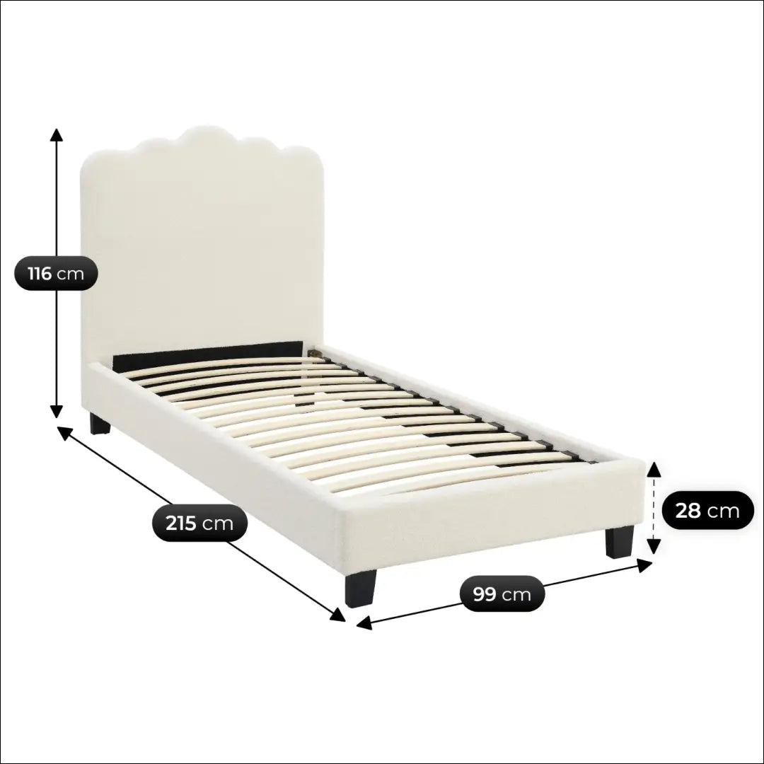 Lova su buklė audinio audiniu kreminės spalvos 90x200 TE954 - €207 Save 15% __label:Pristatymas 5-14 d.d., elite,