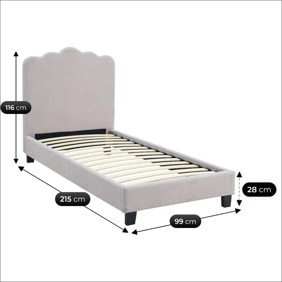 Lova su buklė audinio audiniu pilkos spalvos 90x200 TE957 - €155 Save 15% 100-200, __label:Pristatymas 5-14 d.d.,