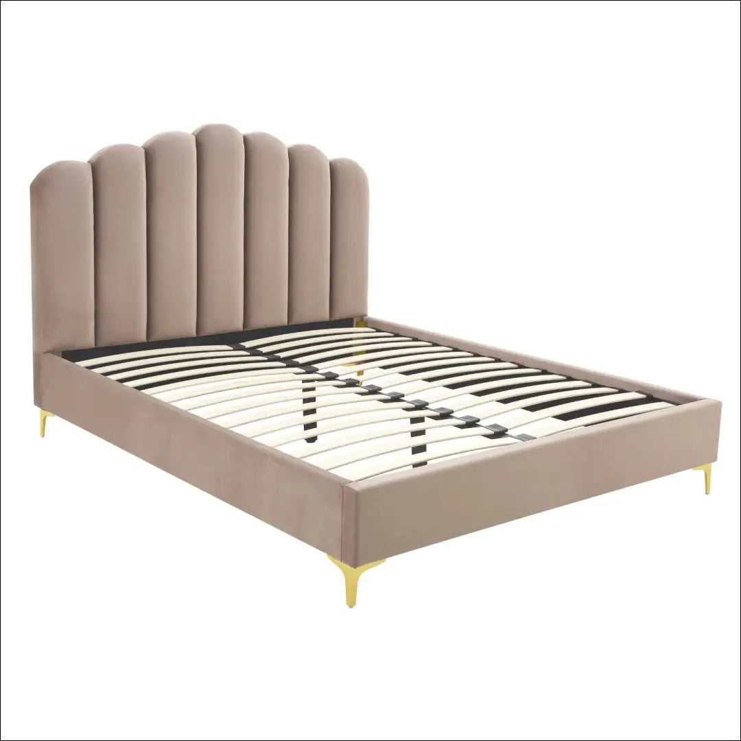 Lova su buklė audinio audiniu veliūro smėlio spalvos / kreminės 160x200 TE951 - €301 Save 15% __label:Pristatymas 5-14