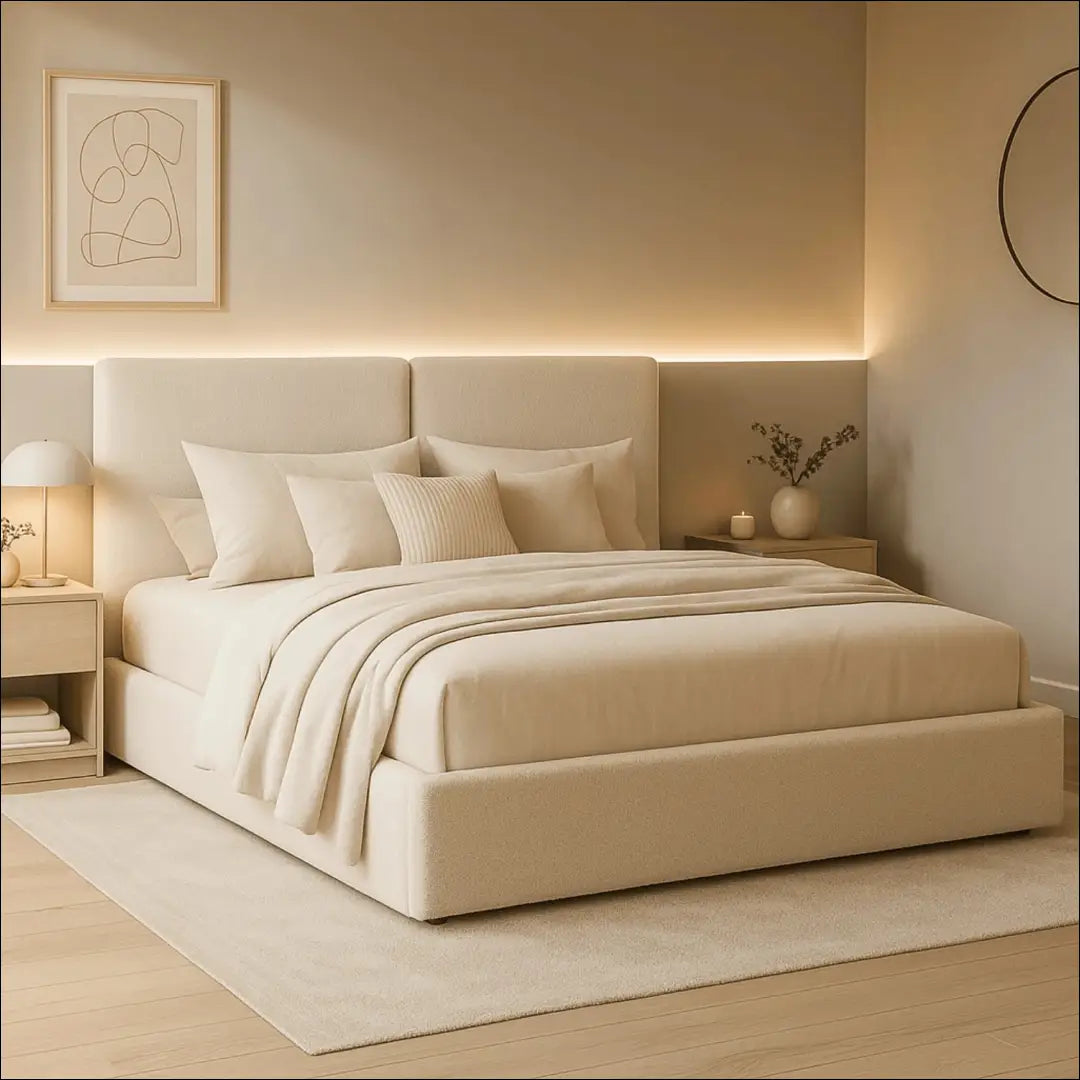 Lova su patalynės dėže buklė audinio audiniu kreminės spalvos 160x200 TE969 - €371 Save 15% __label:Pristatymas 5-14
