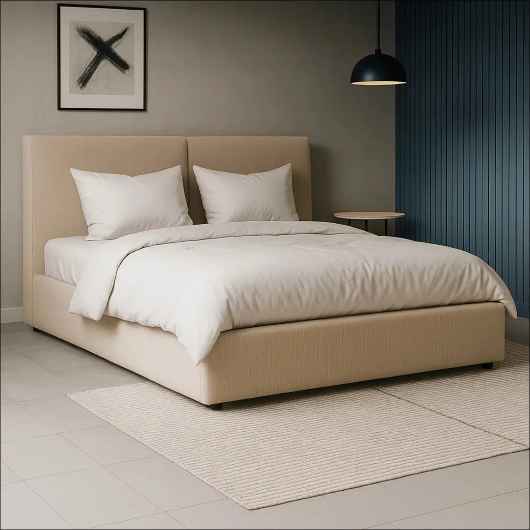Lova su patalynės dėže korduro audiniu smėlio spalvos 140x200 TE1027 - €350 Save 15% __label:Pristatymas 5-14 d.d.,